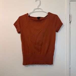 Ann Taylor Terracotta Knit Boatneck Short Sleeve Sweater